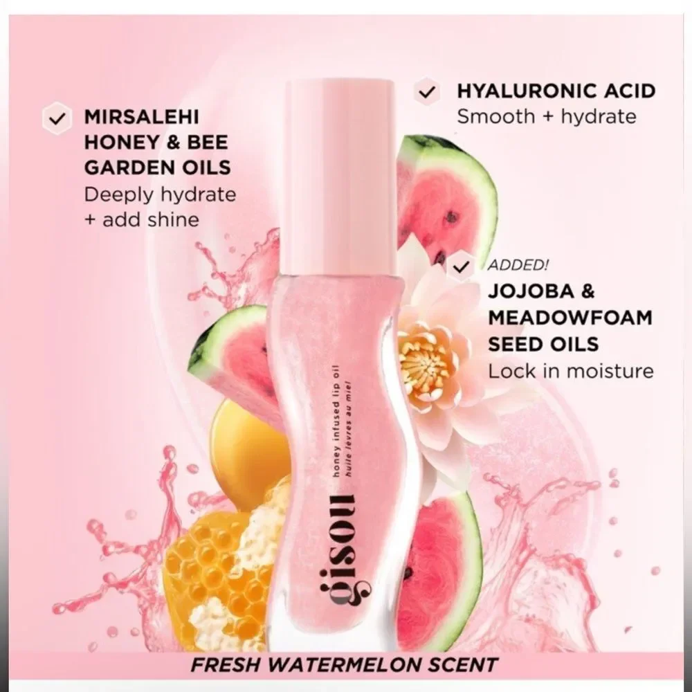 NEW GISOU Watermelon Sugar Gisou Honey Infused Hydrating Lip Oil NIB